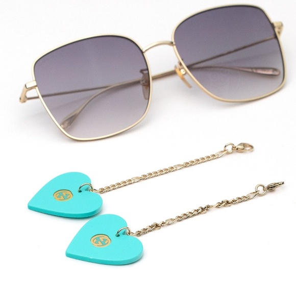 NEW Gucci Turquoise Gg1030sk- 003 Charm Sunglasses - Picture 4 of 8